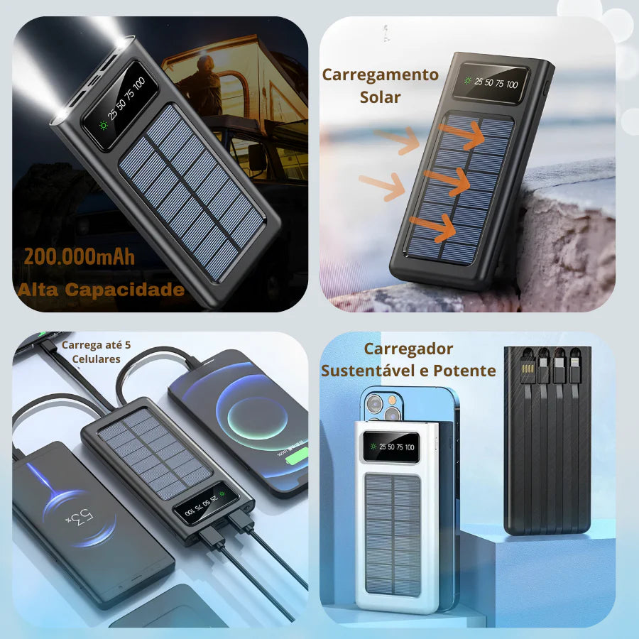 Power Bank Inteligente con Carga Solar - 12000mAh